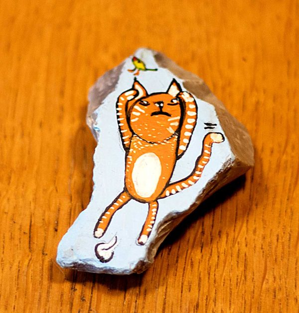 Stein mit Katze